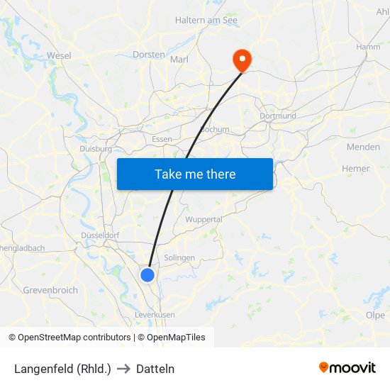 Langenfeld (Rhld.) to Datteln map