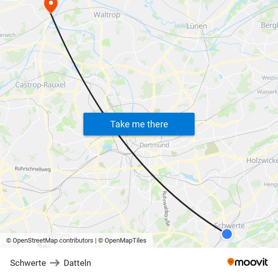 Schwerte to Datteln map