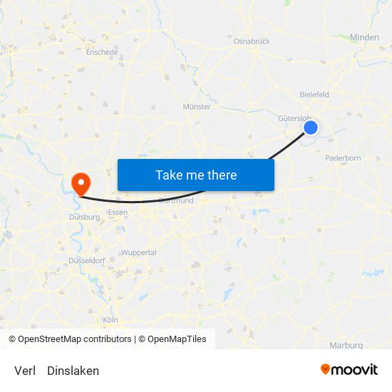 Verl to Dinslaken map