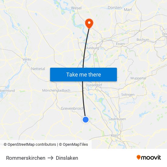 Rommerskirchen to Dinslaken map