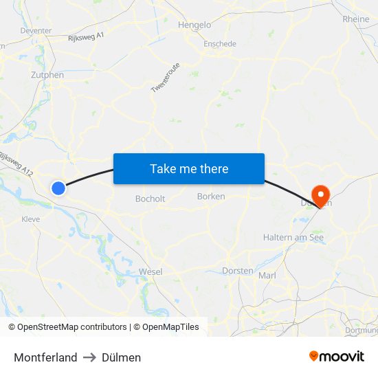 Montferland to Dülmen map