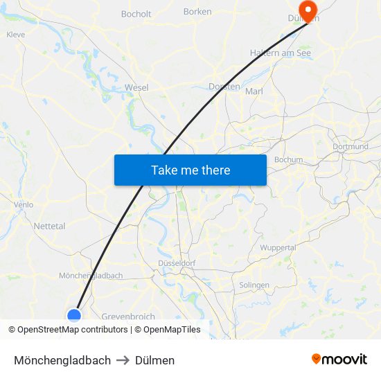Mönchengladbach to Dülmen map