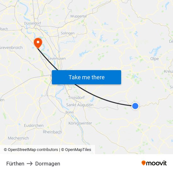 Fürthen to Dormagen map