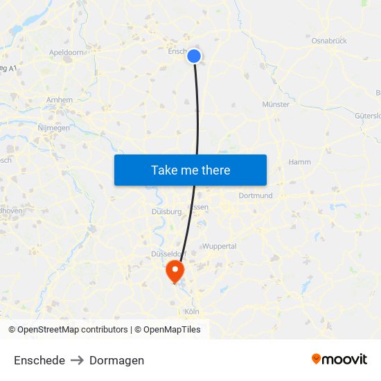 Enschede to Dormagen map