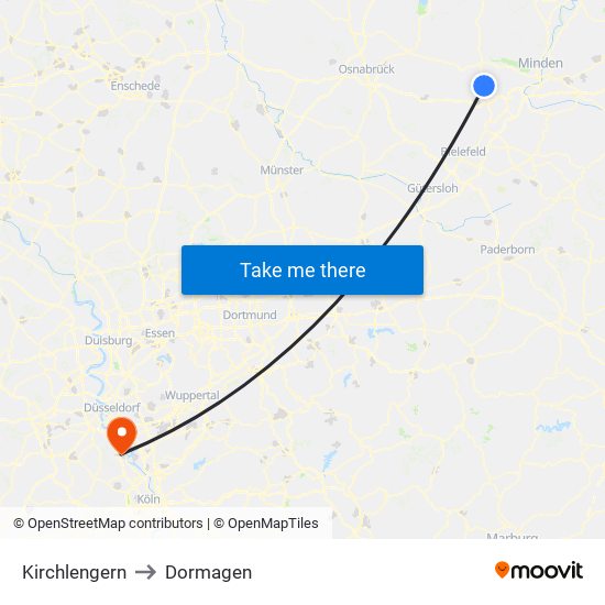 Kirchlengern to Dormagen map