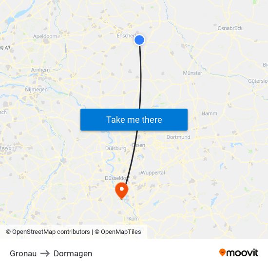 Gronau to Dormagen map