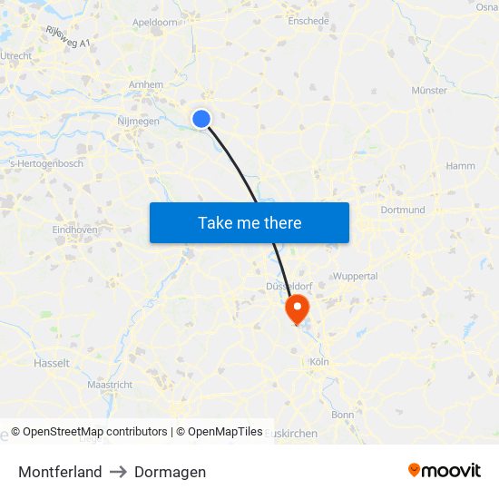 Montferland to Dormagen map