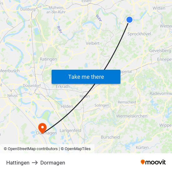 Hattingen to Dormagen map