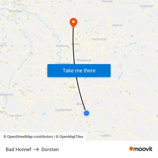 Bad Honnef to Dorsten map