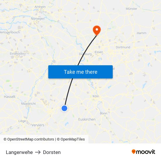 Langerwehe to Dorsten map