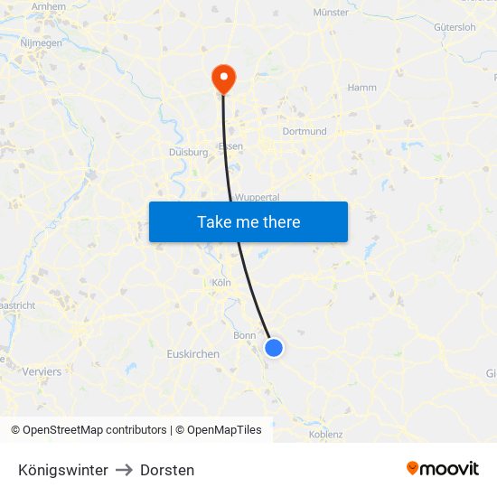 Königswinter to Dorsten map
