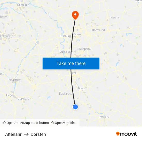Altenahr to Dorsten map