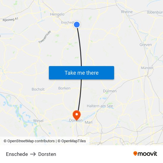 Enschede to Dorsten map