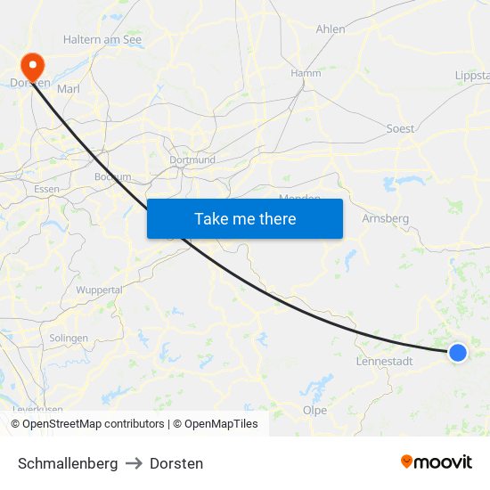 Schmallenberg to Dorsten map