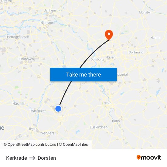 Kerkrade to Dorsten map