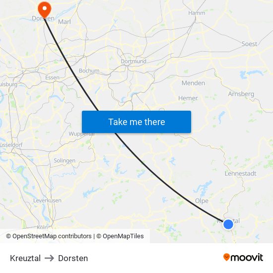 Kreuztal to Dorsten map