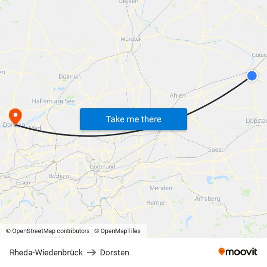 Rheda-Wiedenbrück to Dorsten map