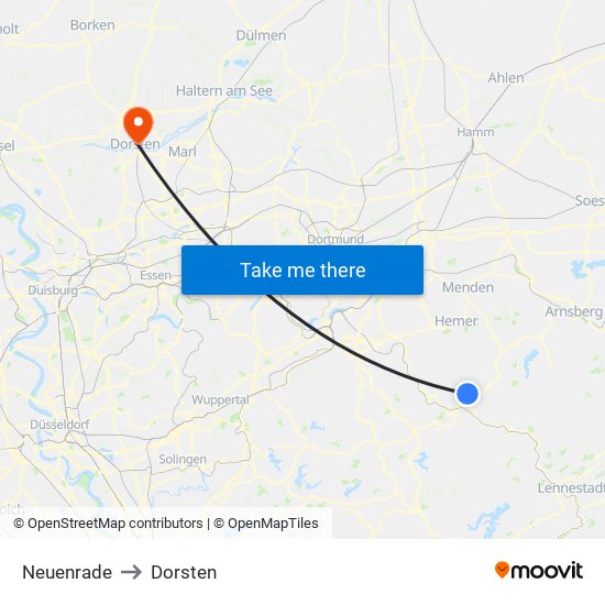 Neuenrade to Dorsten map