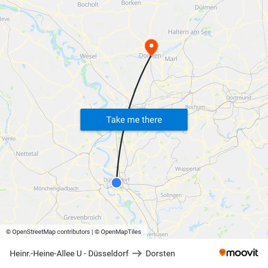 Heinr.-Heine-Allee U - Düsseldorf to Dorsten map