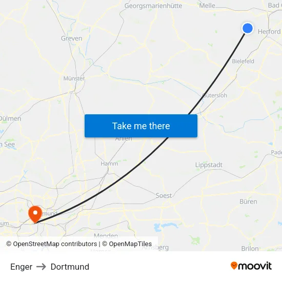 Enger to Dortmund map