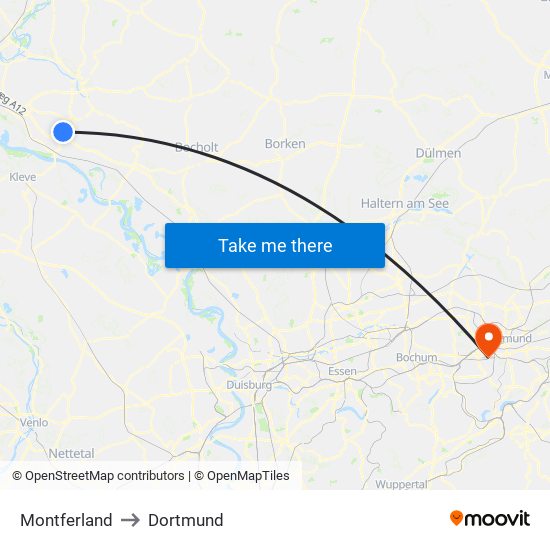 Montferland to Dortmund map