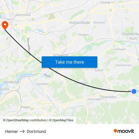 Hemer to Dortmund map