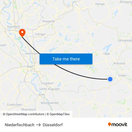 Niederfischbach to Düsseldorf map