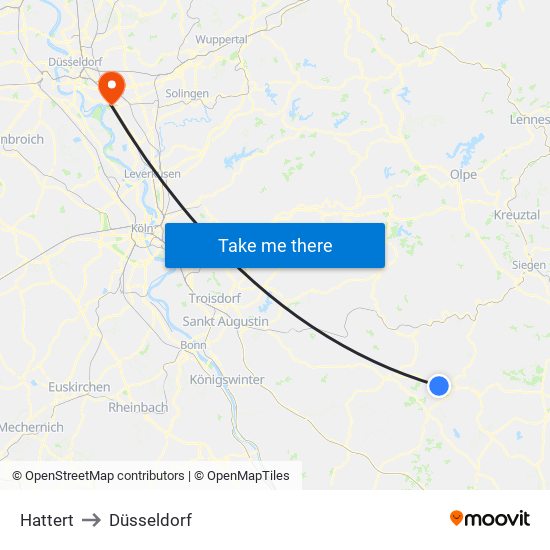 Hattert to Düsseldorf map