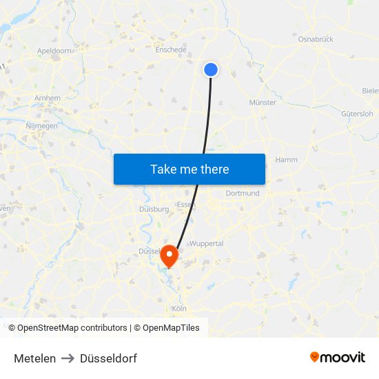 Metelen to Düsseldorf map