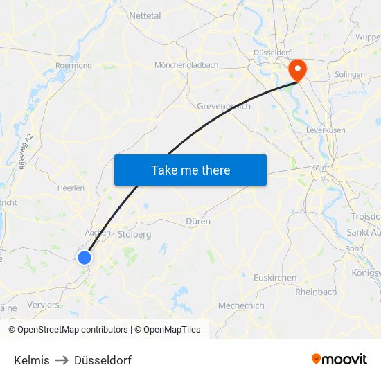 Kelmis to Düsseldorf map