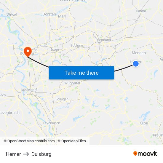 Hemer to Duisburg map