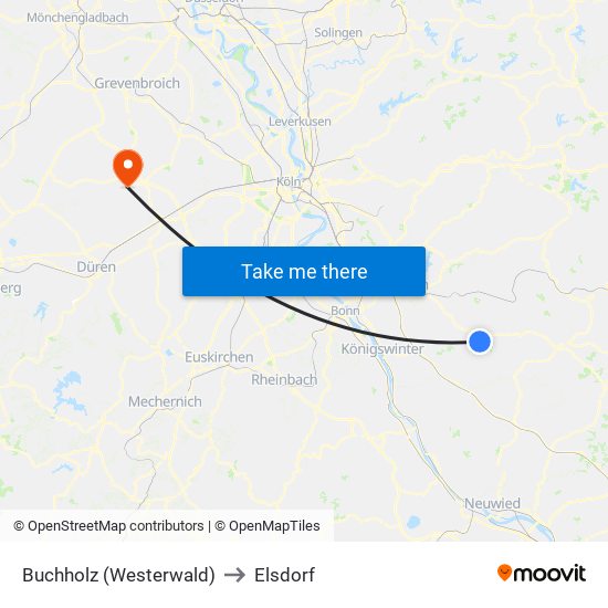 Buchholz (Westerwald) to Elsdorf map