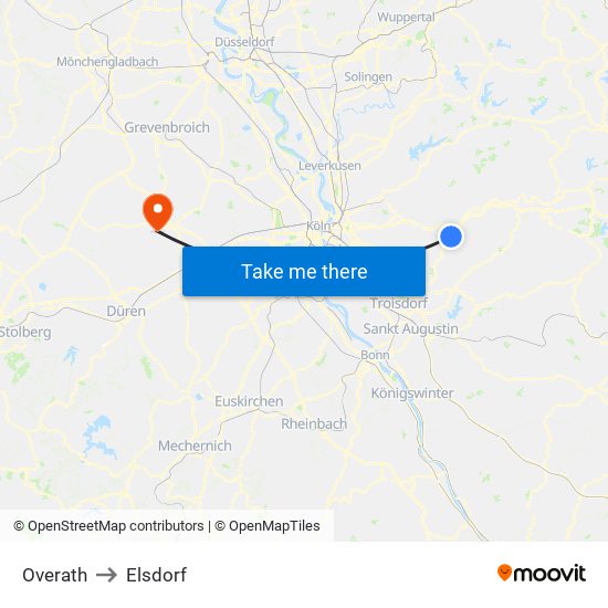 Overath to Elsdorf map