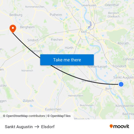 Sankt Augustin to Elsdorf map