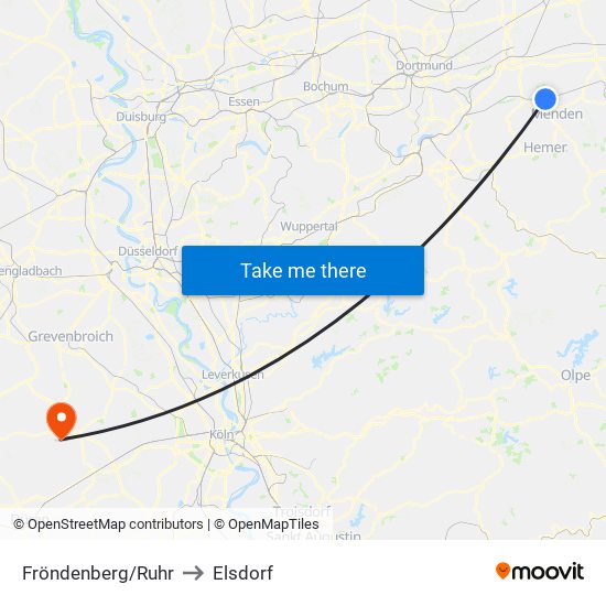 Fröndenberg/Ruhr to Elsdorf map