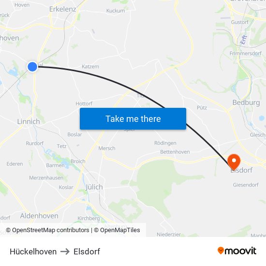 Hückelhoven to Elsdorf map