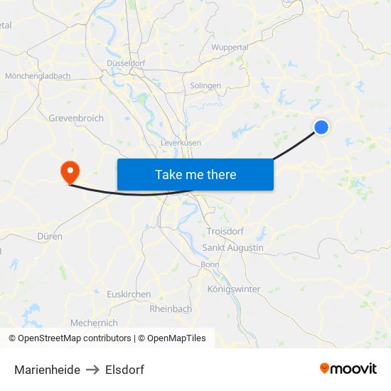 Marienheide to Elsdorf map