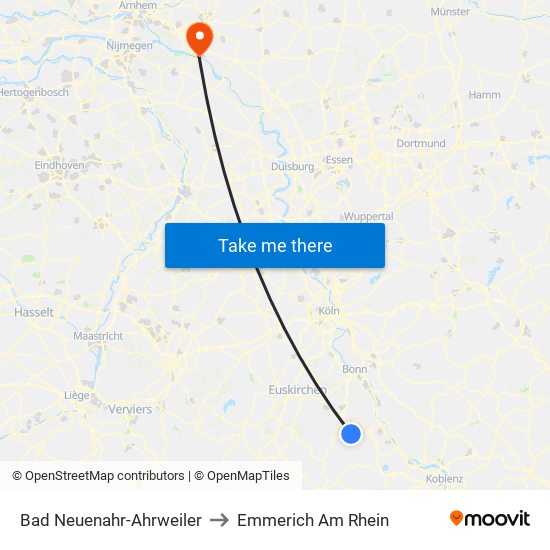 Bad Neuenahr-Ahrweiler to Emmerich Am Rhein map