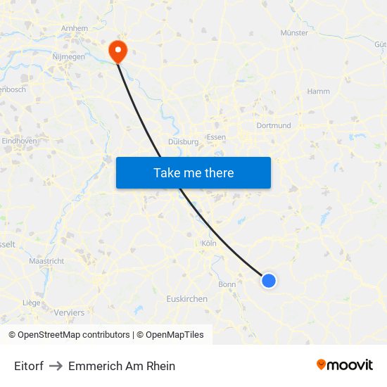 Eitorf to Emmerich Am Rhein map