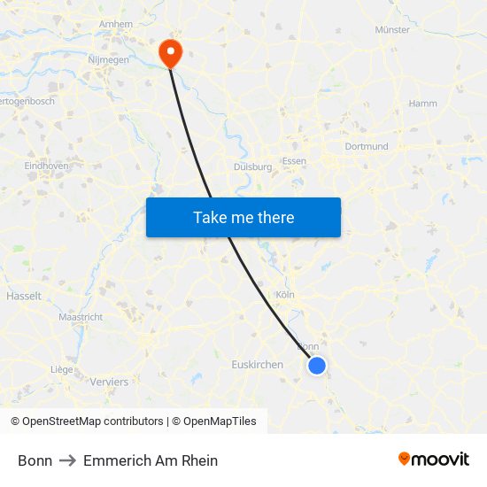 Bonn to Emmerich Am Rhein map