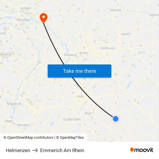 Helmenzen to Emmerich Am Rhein map