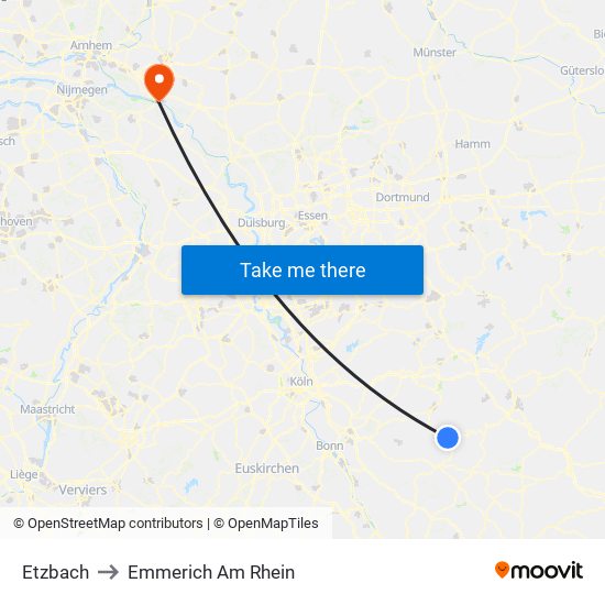 Etzbach to Emmerich Am Rhein map