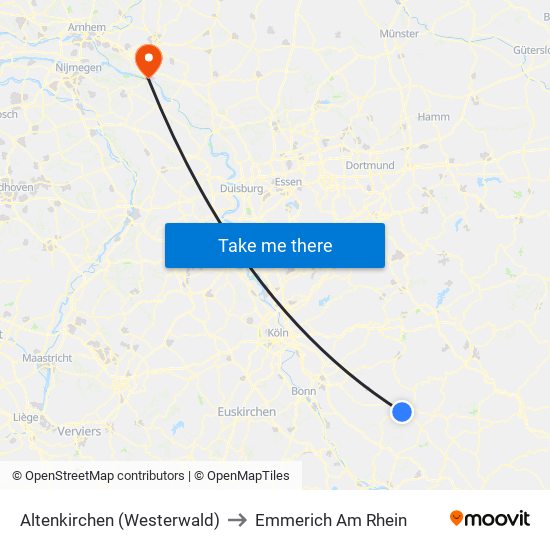 Altenkirchen (Westerwald) to Emmerich Am Rhein map