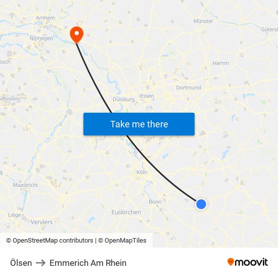 Ölsen to Emmerich Am Rhein map