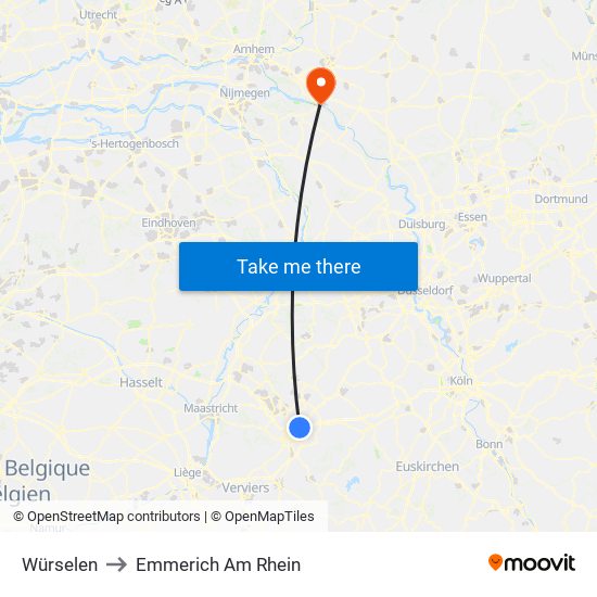 Würselen to Emmerich Am Rhein map