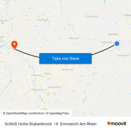 Schloß Holte-Stukenbrock to Emmerich Am Rhein map