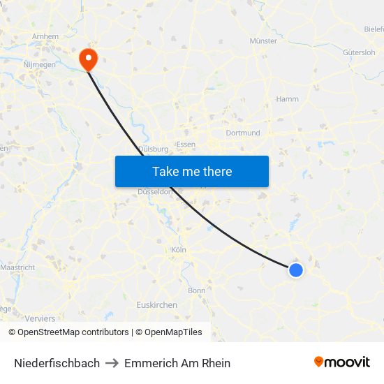 Niederfischbach to Emmerich Am Rhein map