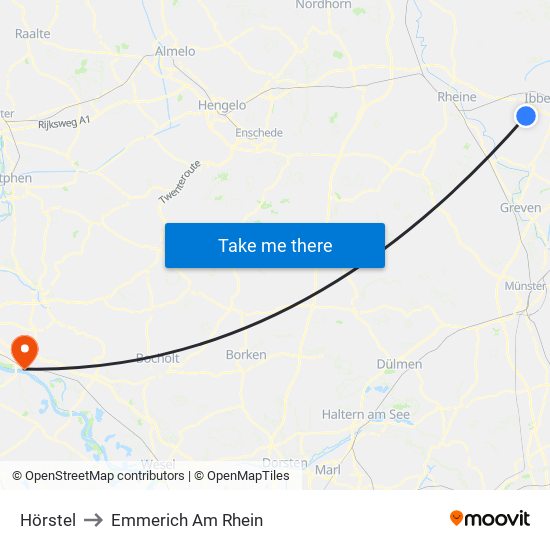 Hörstel to Emmerich Am Rhein map