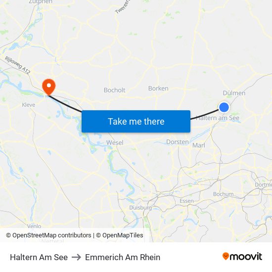 Haltern Am See to Emmerich Am Rhein map