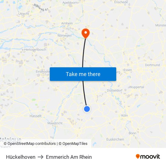 Hückelhoven to Emmerich Am Rhein map